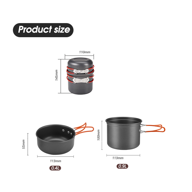 Набор походной посуды с антипригарным покрытием для кемпинга 