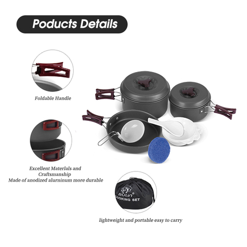 Походный антипригарный крапчатый набор посуды на открытом воздухе