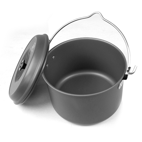 Открытый алюминиевый серый набор посуды для кемпинга